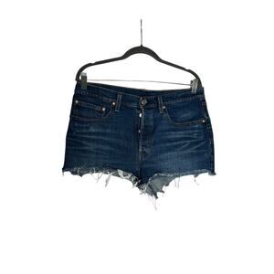 Levi’s 501 Raw Hem Fringe Denim Blue Jean Shorts Size 30